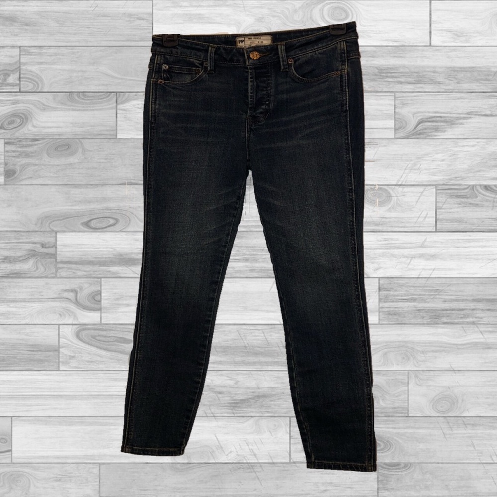 free people payton vintage denim jeans in dark sea - Picture 2 of 7